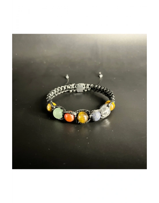 SERTİFİKALI İKİZLER BURCU DOĞAL TAŞ DERİ BİLEKLİK K. KUVARS SODALİT AVENTURİN RODANİT KAPLAN GÖZÜ