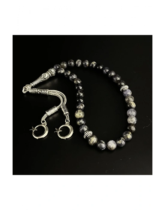 Sertifikalı Iyolit 8mm 33lük Doğal Taş Tesbih