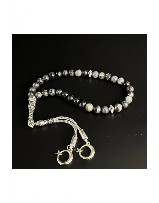 Sertifikalı Iyolit 8mm 33lük Doğal Taş Tesbih