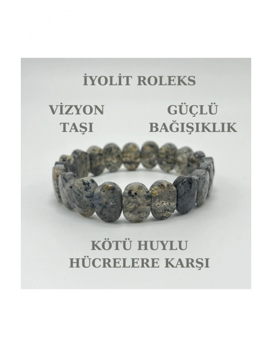 Sertifikalı Iyolit Doğal Taş Roleks Bileklik