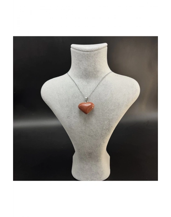 Sertifikalı Jasper Kalp Model Doğal Unisex Taş Kolye