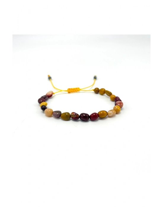 Sertifikalı Jasper Natural Kesim Makrome Doğal Taş Bileklik Ayarlanabilir Ölçü