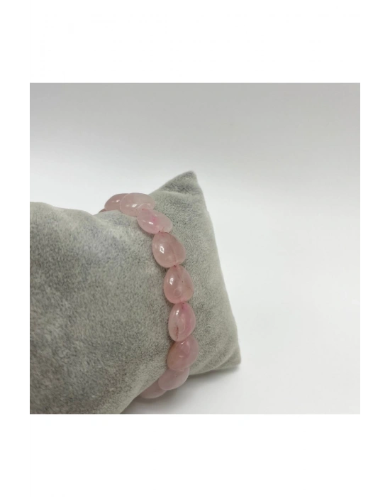 SERTİFİKALI Kalp Şekilli Pembe Kuvars Makrome Doğal Taş Bileklik