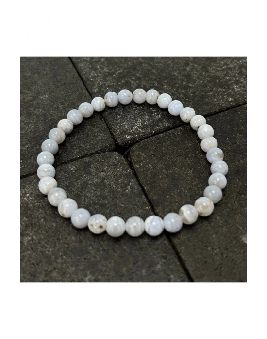 SERTİFİKALI Kalsedon 6mm Doğal Taş Bileklik