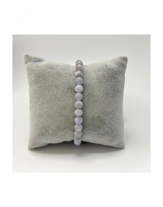 SERTİFİKALI Kalsedon 6mm Doğal Taş Bileklik