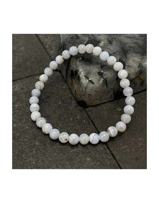 SERTİFİKALI Kalsedon 6mm Doğal Taş Bileklik