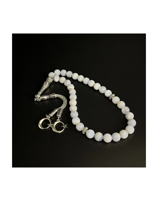 Sertifikalı Kalsedon 8mm 33lük Doğal Taş Tesbih