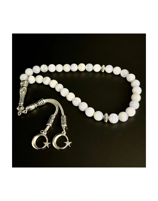 Sertifikalı Kalsedon 8mm 33lük Doğal Taş Tesbih