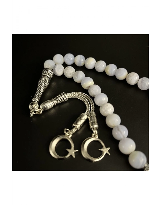 Sertifikalı Kalsedon 8mm 33lük Doğal Taş Tesbih