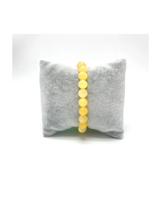 Sertifikalı Kalsit 8mm Elastik Misinalı Doğal Taş Bileklik