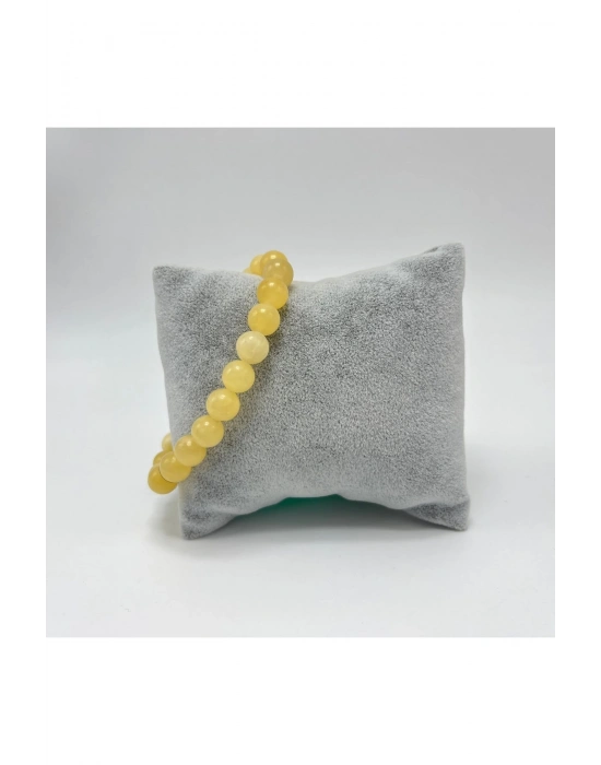 Sertifikalı Kalsit 8mm Elastik Misinalı Doğal Taş Bileklik