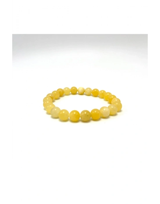 Sertifikalı Kalsit 8mm Elastik Misinalı Doğal Taş Bileklik