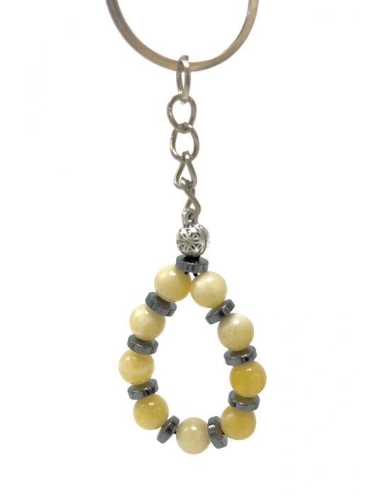 SERTİFİKALI  Kalsit Doğal Taş Anahtarlık 7mm