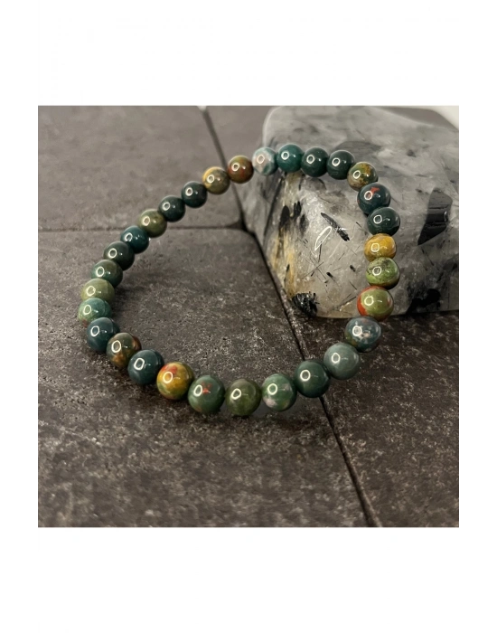 SERTİFİKALI Kan Taşı 6mm Doğal Taş Bileklik