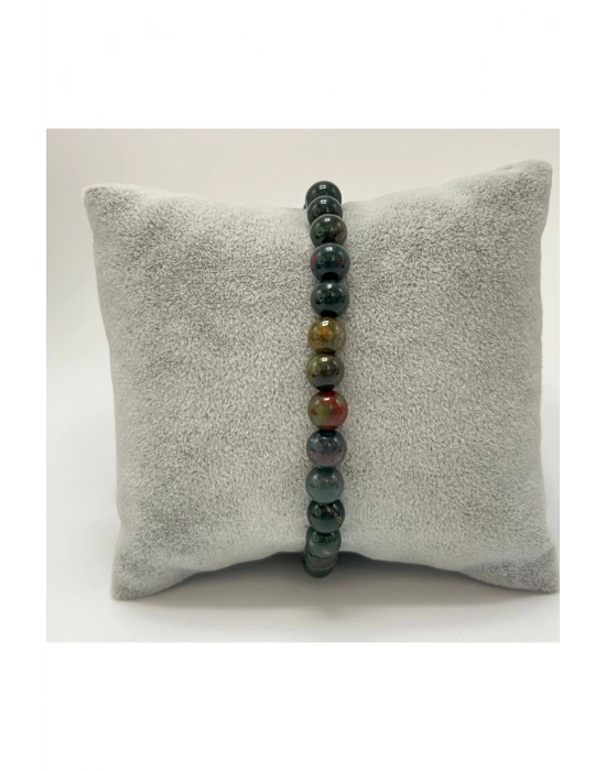 SERTİFİKALI Kan Taşı 6mm Doğal Taş Bileklik