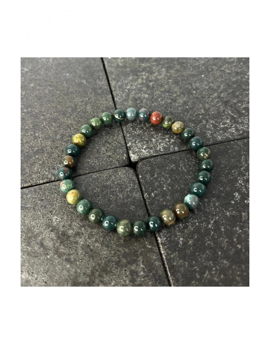 SERTİFİKALI Kan Taşı 6mm Doğal Taş Bileklik