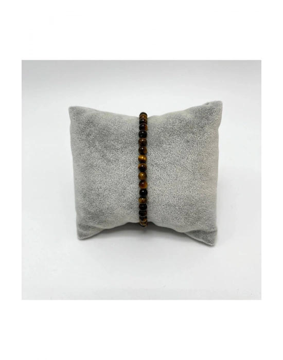 SERTİFİKALI Kaplan Gözü 4mm 925 Ayar Gümüş Doğal Taş Bileklik Uzatma Zincirli