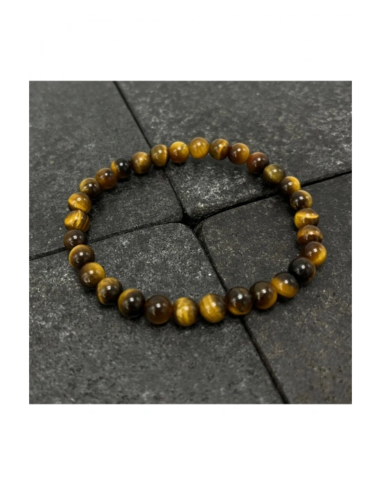 SERTİFİKALI Kaplan Gözü 6mm Doğal Taş Bileklik