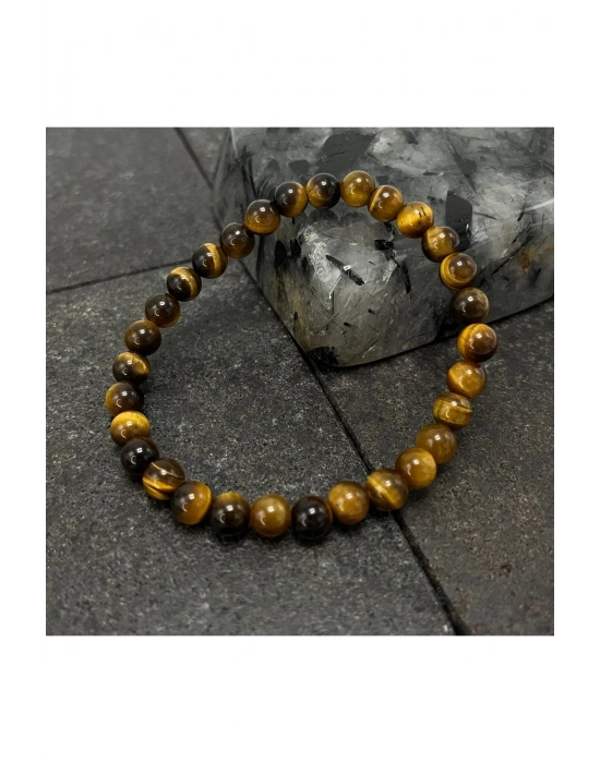 SERTİFİKALI Kaplan Gözü 6mm Doğal Taş Bileklik