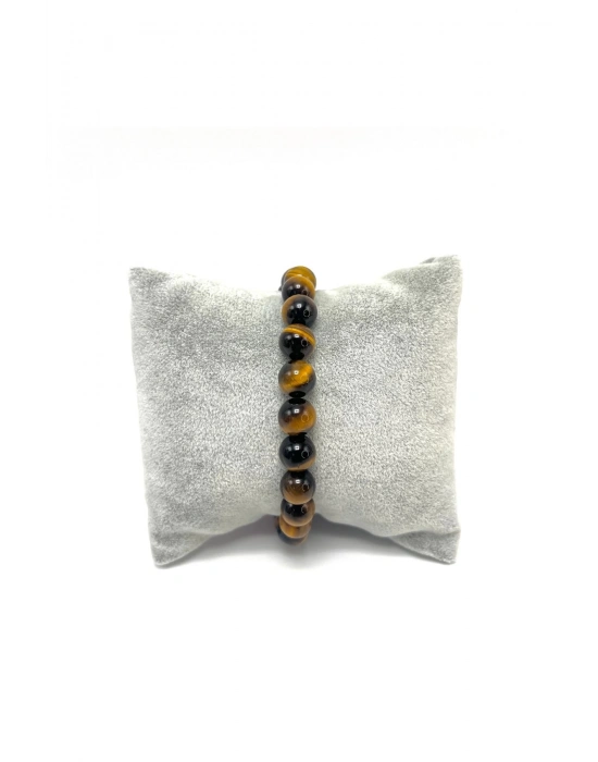 Sertifikalı Kaplan Gözü 8mm Elastik Misinalı Doğal Taş Bileklik