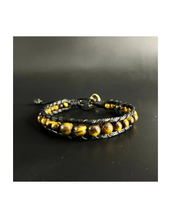 SERTİFİKALI Kaplan Gözü Deri Bileklik Ayarlanabilir Ölçü