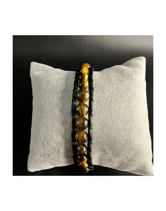 SERTİFİKALI Kaplan Gözü Deri Bileklik Ayarlanabilir Ölçü