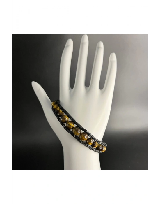 SERTİFİKALI Kaplan Gözü Deri Bileklik Ayarlanabilir Ölçü