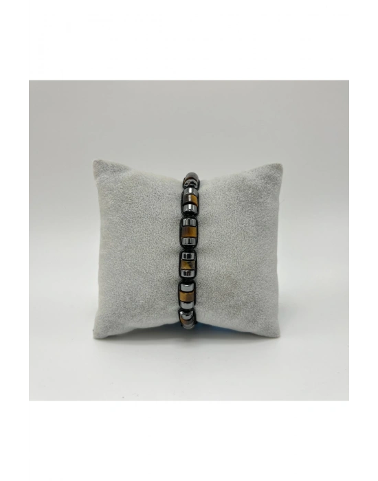 Sertifikalı Kaplan Gözü Disk Model Doğal Taş Makrome Bileklik Ayarlanabilir Ölçü