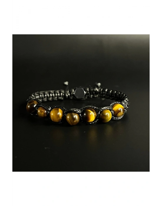 SERTİFİKALI KAPLAN GÖZÜ DOĞAL TAŞ DERİ BİLEKLİK