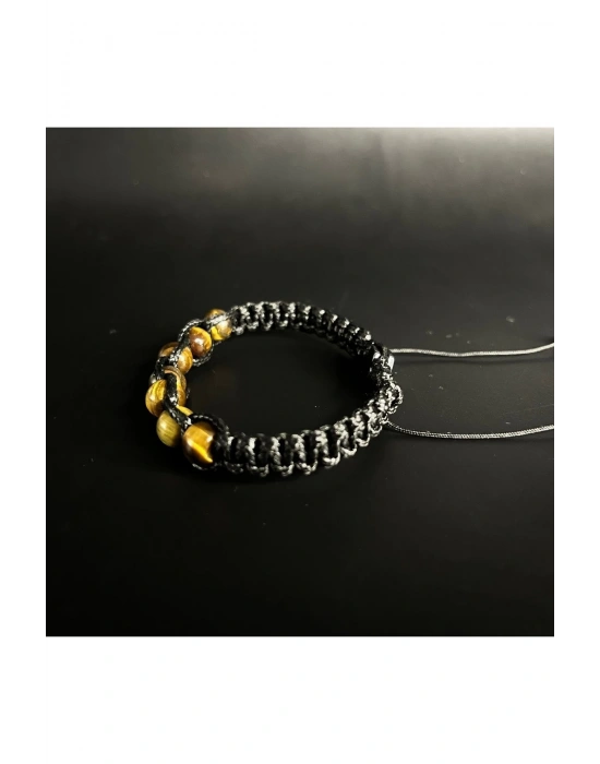 SERTİFİKALI KAPLAN GÖZÜ DOĞAL TAŞ DERİ BİLEKLİK