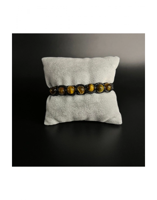 SERTİFİKALI KAPLAN GÖZÜ DOĞAL TAŞ DERİ BİLEKLİK