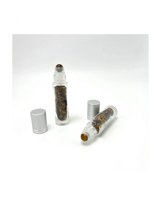 Sertifikalı Kaplan Gözü Doğal Taş Esans Şişesi ve Roller Masaj Aleti 10ml