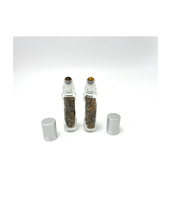 Sertifikalı Kaplan Gözü Doğal Taş Esans Şişesi ve Roller Masaj Aleti 10ml