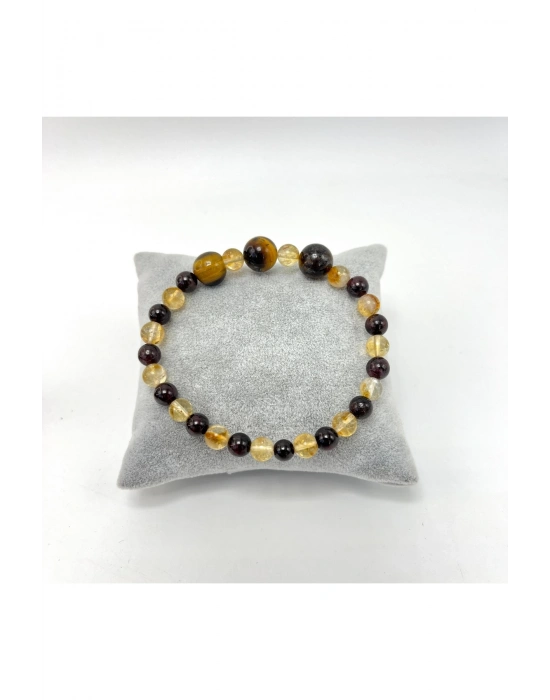 Sertifikalı Kaplan Gözü - Lal - Sitrin Doğal Taş Bileklik Misinalı