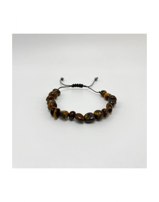 SERTİFİKALI Kaplan Gözü Natural Kesim Makrome Doğal Taş Bileklik