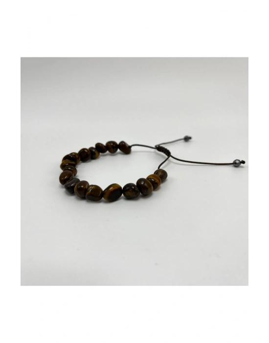 SERTİFİKALI Kaplan Gözü Natural Kesim Makrome Doğal Taş Bileklik