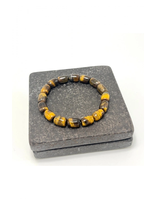 SERTİFİKALI Kaplan Gözü Özel Kesim Doğal Taş Misinalı Bileklik