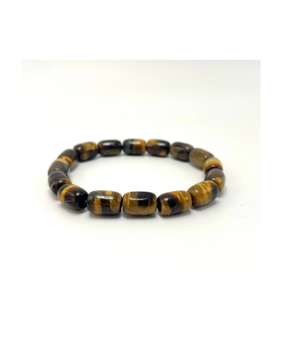 SERTİFİKALI Kaplan Gözü Özel Kesim Doğal Taş Misinalı Bileklik