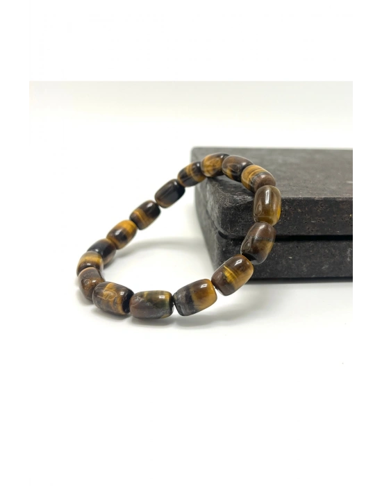 SERTİFİKALI Kaplan Gözü Özel Kesim Doğal Taş Misinalı Bileklik