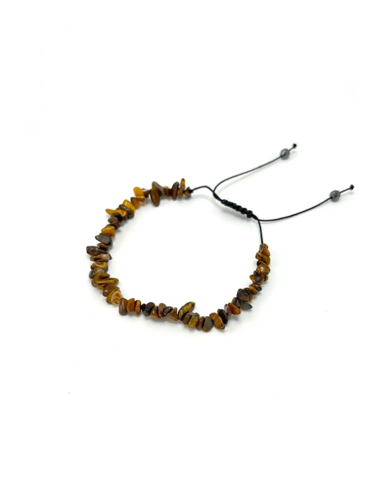 SERTİFİKALI Kaplan Gözü Saçaklı Model Doğal Taş Makrome Bileklik Ayarlanabilir Ölçü