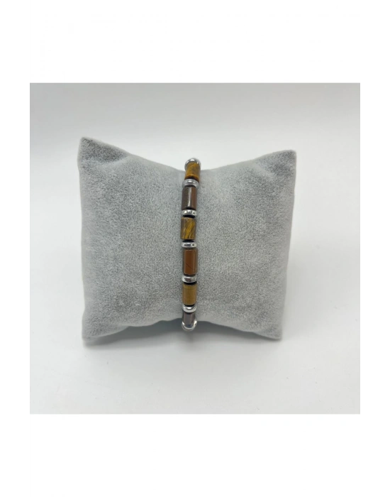 Sertifikalı Kaplan Gözü ve Hematit Makrome Doğal Taş Bileklik