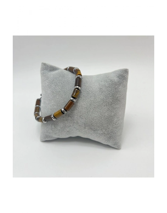 Sertifikalı Kaplan Gözü ve Hematit Makrome Doğal Taş Bileklik