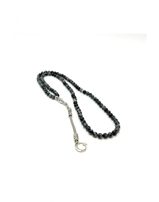 Sertifikalı Karlı Obsidyen 6mm 99luk Doğal Taş Tesbih