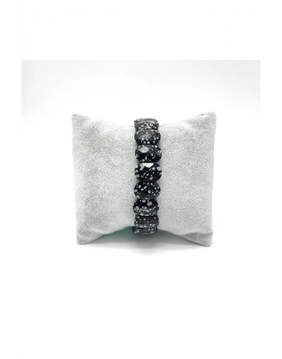 Sertifikalı Karlı Obsidyen Doğal Taş Roleks Bileklik