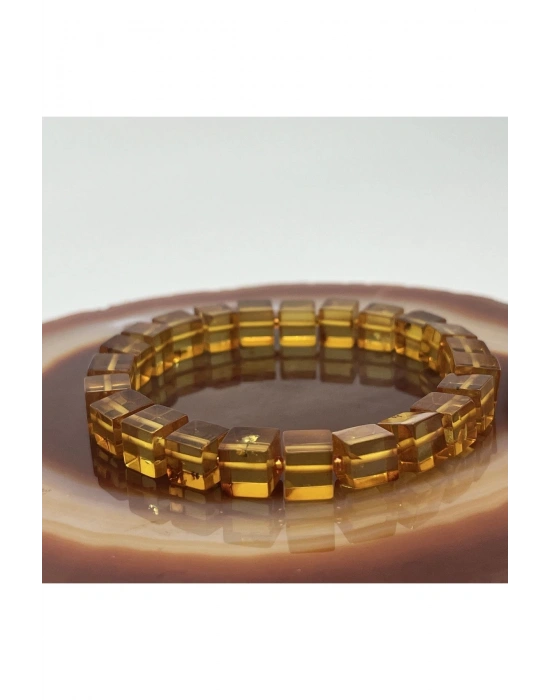 Sertifikalı Kehribar Bileklik Küp Kesim Elastik Misinalı