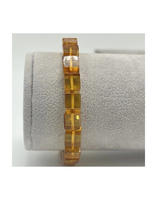 Sertifikalı Kehribar Bileklik Küp Kesim Elastik Misinalı