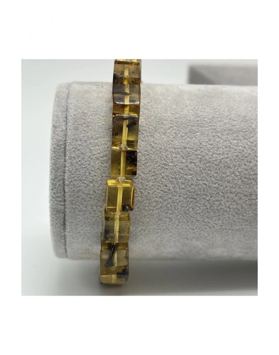 Sertifikalı Kehribar Bileklik Küp Kesim Elastik Misinalı