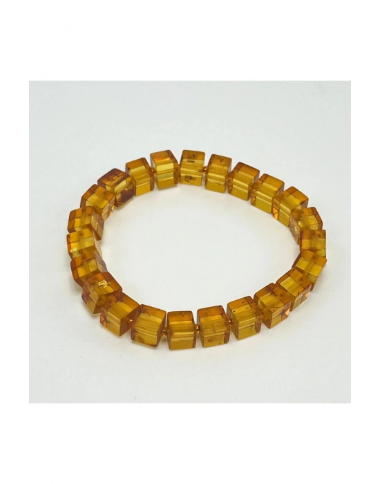 Sertifikalı Kehribar Bileklik Küp Kesim Elastik Misinalı