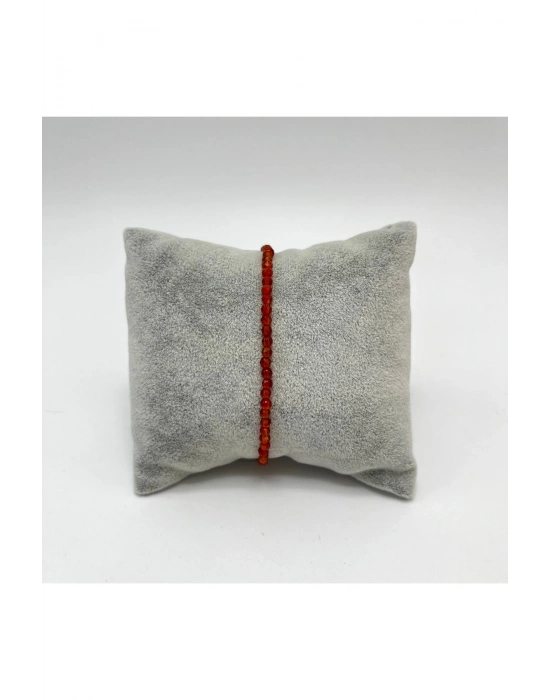 SERTİFİKALI Kırmızı Akik 3mm 925 Ayar Gümüş Doğal Taş Bileklik Uzatma Zincirli