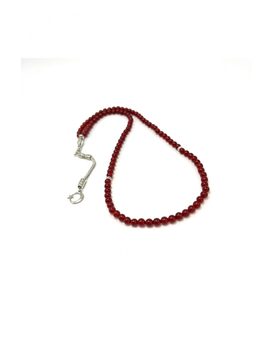 Sertifikalı Kırmızı Akik 6mm 99luk Doğal Taş Tesbih